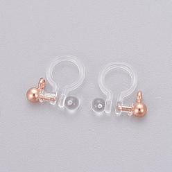 Rose Gold Transparent U Type Painless Prevent Allergy Resin Ear Clip, with Stainless Steel Findings, Rose Gold, 11x10.5x3mm, Hole: 1.4mm