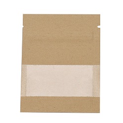 Camel Kraft Paper Open Top Zip Lock Bags, Food Storage Bags, Sealable Pouches, for Storage Packaging, with Tear Notches, Rectangle, Camel, 12.8x9.1x0.15cm, Inner Measure: 8cm, Window: 9.1x4cm, Unilateral Thickness: 4.7 Mil(0.12mm)