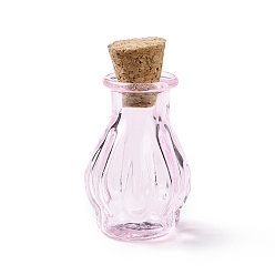 Rose Nacré Bouteilles en verre miniatures, avec bouchons en liège, bouteilles de vœux vides, pour accessoires de maison de poupée, fabrication de bijoux, perle rose, 25x14mm