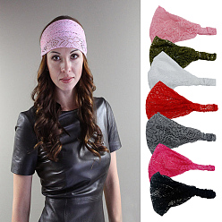 Mixed Color Lace Elastic Headbands, Hair Accessories, Mixed Color, 19.69 inch(500mm)