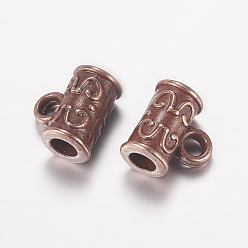 Red Copper Alloy Tube Bails, Loop Bails, Cadmium Free & Lead Free, Column, Red Copper, 6.5x7x4mm, Hole: 1mm, Inner Diameter: 2mm