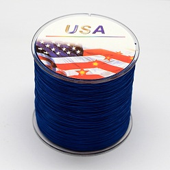 Azul Oscuro Cuerda de cristal elástica plana, hilo de cuentas elástico, para hacer la pulsera elástica, azul oscuro, 0.6 mm, aproximadamente 328.08 yardas (300 m) / rollo