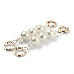 White Bag Extender Chain, with ABS Plastic Imitation Pearl Beads and Light Gold Alloy Spring Gate Rings, for Bag Strap Extender Replacement, White, 14.3cm