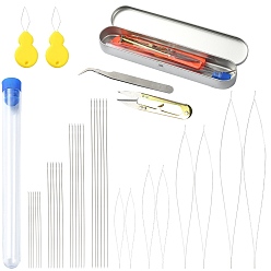 Mixed Color DIY Jewelry Tools Kits, Including Steel Beading Needles, Big Eye Beading Needle, Plastic Needle Threaders, Tinplate Box, OPP Cellophane Bags, Iron Sewing Scissors, Mixed Color, 36Pcs/box
