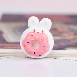 Donut Кабошоны из непрозрачной смолы на тему пасхального кролика, розовые, пончик, 23x18 мм