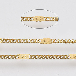 Oro 304 de acero inoxidable cadenas del encintado, con carrete, soldada, dorado, enlace 1: 6x2x1 mm, enlace 2: 2x1.5x0.3 mm, aproximadamente 65.61 pies (20 m) / rollo