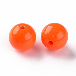 Оранжево-Красный Непрозрачные акриловые бусины, круглые, оранжево-красный, 16x15 мм, отверстие : 2.8 мм, Около 220 шт / 500 г
