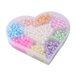Color mezclado 9 cuentas de perlas de imitación de plástico abs pintadas con spray estilo, rondo, color mezclado, 8x8~9.5 mm, agujero: 1.8~2 mm, 614 unidades / caja