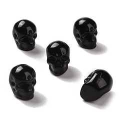 Obsidiana Cuentas de obsidiana naturales, halloween cráneo, 11~11.5x8.5~9x11~11.5 mm, agujero: 0.9~1 mm