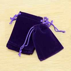 Indigo Pochettes en velours rectangle, sacs-cadeaux, indigo, 7x5 cm