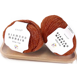 Saddle Brown Acrylic Fiber Mohair Wool Knitting Yarn, for Baby Shawl Scarf Doll Crochet Supplies, Saddle Brown, 0.9mm, about 284.34 Yards(260m)/Roll