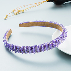 Lilas Serre-tête en perles de verre bling bling, accessoires de cheveux de fête pour femmes filles, lilas, 12mm