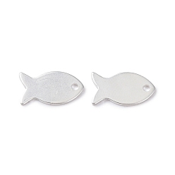 Silver 201 Stainless Steel Charms, Fish, Silver, 13.5x7x0.9mm, Hole: 1.4mm