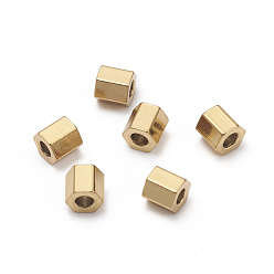 Oro Revestimiento iónico (ip) 304 cuentas espaciadoras de acero inoxidable, hexágono, dorado, 3.2x3.2x3 mm, agujero: 1.4 mm