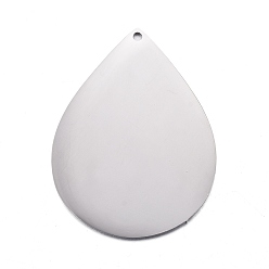 Stainless Steel Color 304 Stainless Steel Pendants, Stamping Blank Tag, Teardrop, Stainless Steel Color, 33x25x1mm, Hole: 1.2mm