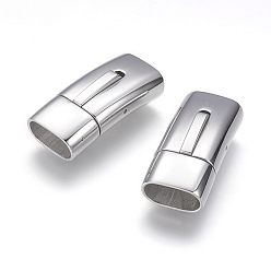 Stainless Steel Color 304 Stainless Steel Bayonet Clasps, Rectangle, Stainless Steel Color, 30x14x9.5mm, Hole: 6.5x12mm