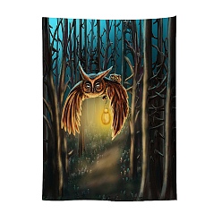 Owl Halloween Theme Polyester Wall Hanging Tapestry, for Bedroom Living Room Decoration, Rectangle, Owl Pattern, 1000x750mm