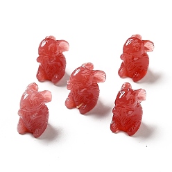 Indian Red Opaque Resin Beads, Rabbit, Indian Red, 10.5x16x16.5mm, Hole: 1.6mm