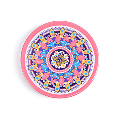 Pink Esteras de taza de porcelana, posavasos de patrón de mandala de forma redonda plana, rosa, 90 mm