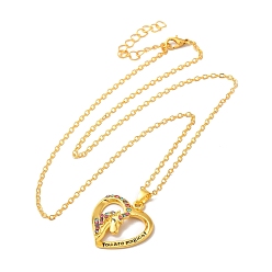 Золотой Красочное сердце со стразами и ожерельем-пандантом в виде единорога с цепочками-кабелями, слово ты волшебное украшение из сплава для женщин, золотые, 18.23 дюйм (46.3 см)