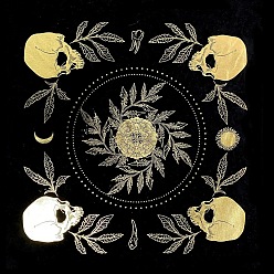 Skull Nappe de tarot en tissu suédé pour la divination, bloc de cartes de tarot, nappe pendule, carrée, noir, Motif de crâne, 490x490mm