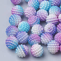 Lilas Perles acryliques en nacre d'imitation , perles baies, perles combinés, perles de sirène dégradé arc-en-ciel, ronde, lilas, 10mm, trou: 1 mm, environ 200 PCs / sachet 