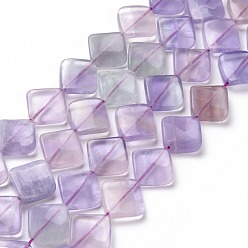 Fluorite Natural Fluorite Beads Strands, Twisted Rhombus, 16x16x6mm, Hole: 1mm, about 20pcs/strand, 15.74 inch