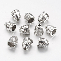 Antique Silver Tibetan Style Alloy Cord End Caps, Cadmium Free & Nickel Free & Lead Free, Antique Silver, 11x10mm, Hole: 3mm, Inner Diameter: 6.4mm