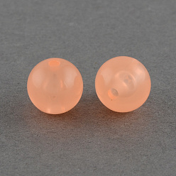 Saumon Clair Perles acryliques de gelée d'imitation , ronde, saumon clair, 8mm, trou: 1.5 mm, environ 1700 pcs / 500 g