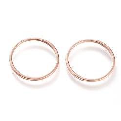 Or Rose 304 anneaux de bande lisses en acier inoxydable, or rose, 1mm, taille us 7~7 3/4 (17.3~17.9 mm)