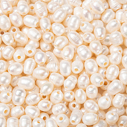 White Grade B Natural Cultured Freshwater Pearl Beads, Nice for Mother's Day Earring Making, Oval, Natural Color, White, 8~9x8~12mm, Hole: 2.5mm
