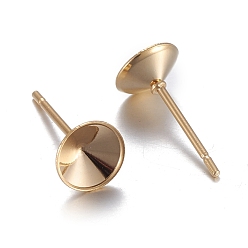Golden 304 Stainless Steel Post Stud Earring Settings, for Pointed Back Chaton Rhinestone, Golden, Fit For 6mm Rhinestone, 6.5mm, Pin: 0.7mm