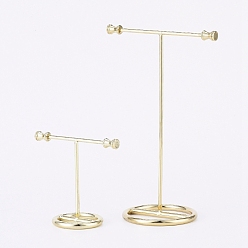 Golden Iron T- Shape Earring Display Stand, for Hanging Dangle Earring, Golden, 7cm and 15.1cm, 2pcs/set