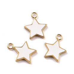 Real 24K Gold Plated Ion Plating(IP) 316 Surgical Stainless Steel Charms, Star, Real 24K Gold Plated, 13x11x1.5mm, Hole: 1.8mm