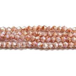 Marron Sablonneux Cuisson opaque de perles de verre peintes, couleur ab , facette, Toupie, Sandy Brown, 3x2.5~2.8mm, Trou: 0.7mm, Environ 157~160 pcs/chapelet, 16.38~16.54 pouce (41.6~42 cm)