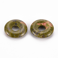 Unakita Colgantes naturales unakite, donut / pi disc, 18x4.5~5.5 mm, agujero: 5.5 mm