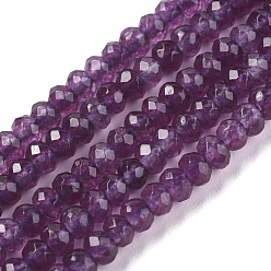 Medium Orchid Dyed Natural Malaysia Jade Rondelle Beads Strands, Faceted, Medium Orchid, 4x2~3mm, Hole: 1mm, about 115pcs/strand, 14 inch