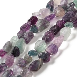 Fluorite Raw Rough Natural Fluorite Beads Strands, Nuggets, 5.5~14x6.5~10x4.5~8mm, Hole: 1mm, about 44~46pcs/strand, 14.96''~16.14''(38~41cm)