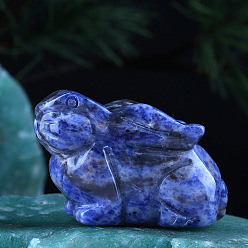 Punto Piedra Azul Decoraciones de visualización de inicio de jaspe de punto azul natural, 3 d conejo, 15x38x28 mm