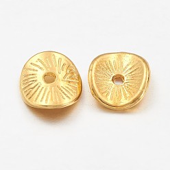 Golden Tibetan Style Alloy Wavy Spacer Beads, Cadmium Free & Lead Free, Arched Disc, Golden, 9x1mm, Hole: 1mm