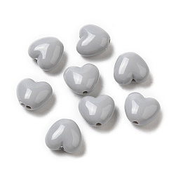 Gris Perles acryliques opaques, cœur, grises , 9x9.5x5.5mm, Trou: 1.5mm, environ1650 pcs / 500 g