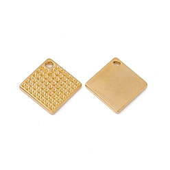 Real 18K Gold Plated Ion Plating(IP) 304 Stainless Steel Pendants, Rhombus Charm, Real 18K Gold Plated, 20x20x2mm, Hole: 1.6mm