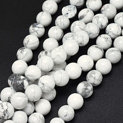 Howlite Natural Howlite Beads Strands, Round, 8mm, Hole: 1mm, about 46~47pcs/strand, 15.2~15.5 inch(38.5~39.5cm)