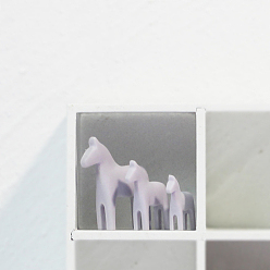 Blanc Fantôme 3 tailles ornements miniatures de chevaux en résine, pour bureau salon maison jardin décoration, fantôme blanc, 18~30x15~25x4~6mm, 3 pièces / kit