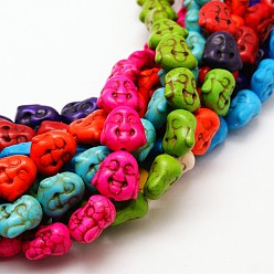 Mixed Color Buddha Head Synthetic Turquoise Beads Strands, Dyed, Mixed Color, 15x14x9mm, Hole: 1mm, about 460pcs/1000g