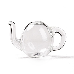 Clear Round Mechanized Blown Glass Teapot, for Stud Earring or Crafts, Clear, 33x20x19mm