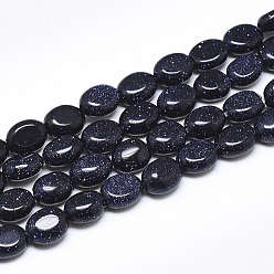 Blue Goldstone Synthetic Goldstone Beads Strands, Oval, 8x6x4mm, Hole: 1mm, about 49~50pcs/strand, 14.5 inch~14.7 inch