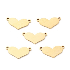 Oro 304 conectores de eslabones de acero inoxidable, corazón, dorado, 9.5x19x1 mm, agujero: 1.5 mm