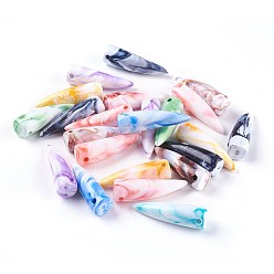 Mixed Color Acrylic Imitation Gemstone Beads, Tooth Shaped, Mixed Color, 33~33.5x9.5mm, Hole: 2.1mm, about 290pcs/500g