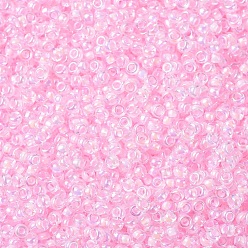 (RR272) Pink Lined Crystal AB Миюки круглые бусины рокайль, японский бисер, (rr 272) кристалл с розовой линией ab, 11/0, 2x1.3 мм, Отверстие: 0.8 мм, о 1100 шт / бутылка, 10 г / бутылка